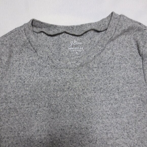 JCREW womens PERFECT TEE t-shirt GRAY crew SOFT long-sleeve SIZE S - Picture 3 of 6